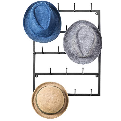 Mygift 5 Tier Modern Matte Black Metal Hat Rack For Wall, Entryway Organizer Hat, Scarves, Key Holder Hanger With 18 Hooks #TOP5