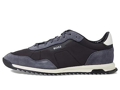 Image of BOSS Men's Zayn Low Profile Suede Leather Two Tone Sneaker