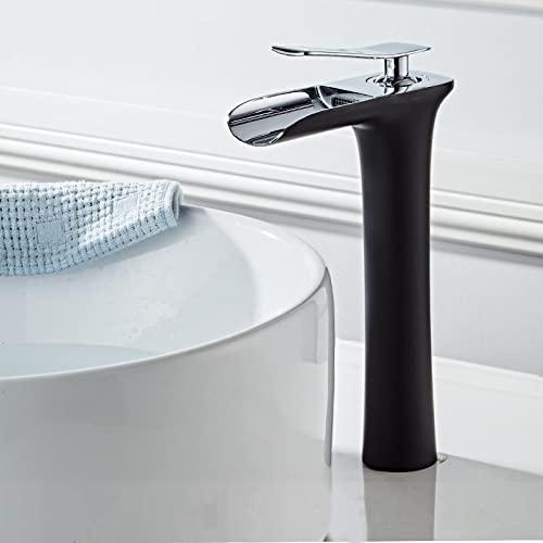 Grifo de lavabo cascada alto para evitar salpicaduras en baño 2