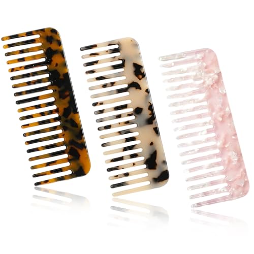 Set 3 Pettine a Denti Larghi in Acetato, Pettine Districante