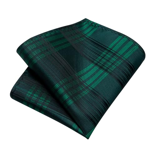 Image of DiBanGu Plaid Ties for Men Silk Checkered Necktie and Pocket Square Cufflinks Tie Clip Set with Gift Box for Wedding Business