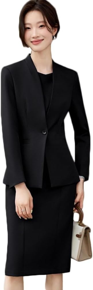 [ZHENGTU] CAIXINGYI レディース ワンピーススーツ 2点セット スーツジャケット タンクトップワンピース 春 秋