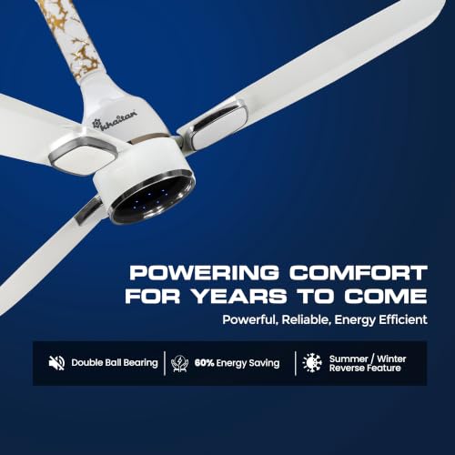 Image of Khaitan Ornate Super - 1200mm BLDC Ceiling Fan with Remote | 5 Star Rated | Durable & Long-lasting | Energy Saving | 3-Years Warranty | Pack of 1 | White
