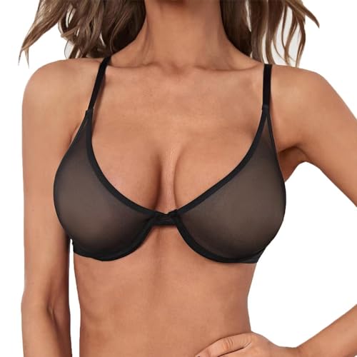 HSAJS Bra for Women Sheer Mesh Bra T-Shirt Bra Wireless Bra Top Triangle Bralette Wire-Free Unlined Bras Sexy V Neck Underwear Lingerie Without Chest Pad Black HSAJS Bra for Women Sheer Mesh Bra T-Shirt Bra Wireless Bra Top Triangle Bralette Wire-Free Unlined Bras Sexy V Neck Underwear Lingerie Without Chest Pad Black