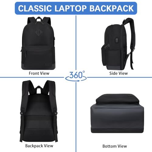 Image of Goloni Backpack for Men, Travel Laptop Backpack Fits 17.3 Inch Laptop, Large Work Business Backpack, Water Resistant, All Black
