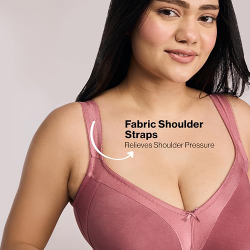 Image of NYKD NYB101 Cotton Non Padded Non Wired Full Coverage Everyday Bra M-Frame Bounce Control (Plus