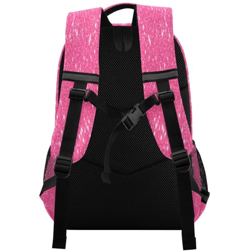 Mochila impermeable rosa con brillo, deportiva y casual miniatura 2