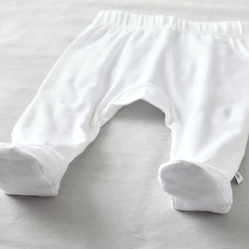 Image of HonestBaby Baby 3-Pack Footed Pants Roomy Fit Pull on Bottoms 100% Organic Cotton for Infant Baby Boys, Girls, Unisex