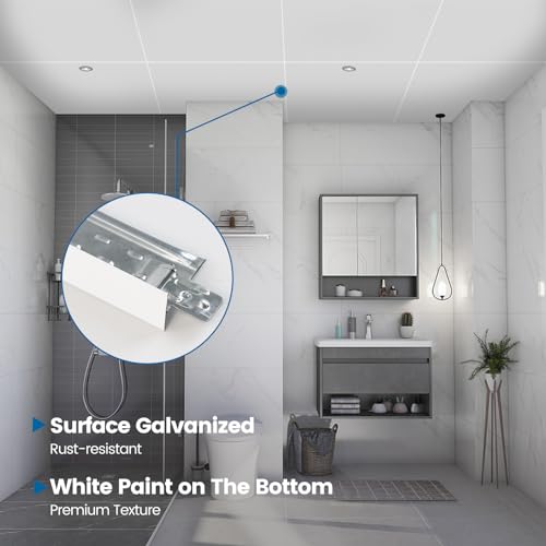 Muzata 10Pack White T-Bar Main Beam Drop Ceiling Kit Galvanized Steel Easy Installation for 15/16" Ceiling Grid System 6ft TT00 by Muzata - Used condition - Image 4