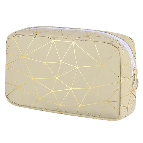 Image of Likesing Period Bag for Girls Womens, Leather Sanitary Napkin Storage Bag, Portable Menstrual Pad Bag Period Pads Pouch (Beige Gold)