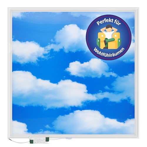 LECOM Deckenlampe Himmel mit Wolken - LED Panel 62x62 Flach LED Wolkendecke mit Bild 3D-SKY Tageslicht Deckenleuchte für Rasterdecke Odenwalddecke LECOM Deckenlampe Himmel mit Wolken - LED Panel 62x62 Flach LED Wolkendecke mit Bild 3D-SKY Tageslicht Deckenleuchte für Rasterdecke Odenwalddecke