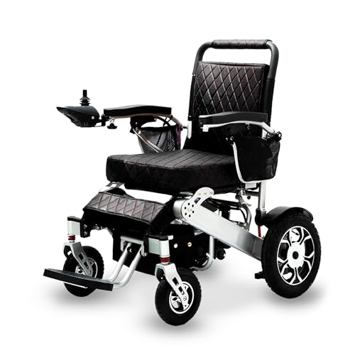 Alton Mobility - Wolf Remote Black Leather, Easy Folding Portable Lightweight Wheelchair for Adults and Seniors, Electric Chair & Scooter 4 Wheels (500W Motor Power)