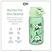 Ion8 Small Water Bottle, 350 ml/12 oz, Leak Proof, Easy to Open, Secure Lock, Dishwasher Safe, BPA Free, Carry Handle, Hygienic Flip Cover, Easy Clean, Odor Free, Carbon Neutral, Green, Pandas Design