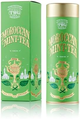 TWG Tea | Moroccan Mint Tea | Loose Leaf GreenTea | Spearmint Leaves | Haute Couture Tin, 130g | Gift Set