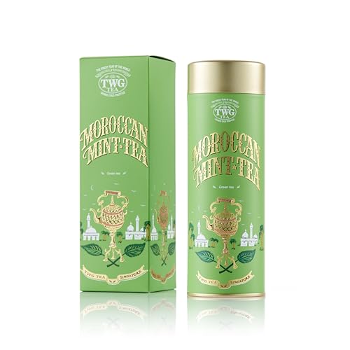 TWG Tea | Moroccan Mint Tea | Té Verde | Hojas de Menta Verde | Lata Alta Costura, 100G | Caja de Regalo Originales