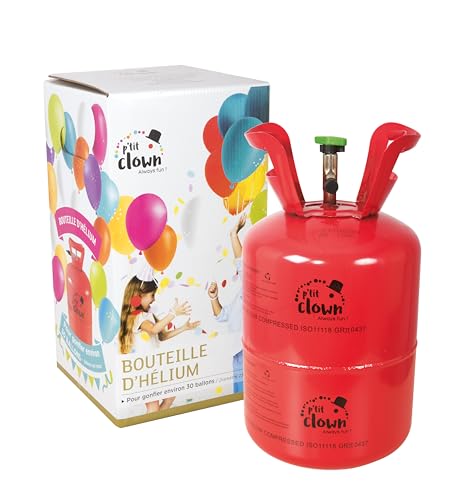 P'tit Clown - 25830 - Bouteille Hélium Jetable pour Ballons - Facile à Utiliser - Parfaite pour Décoration Fêtes, Anniversaire, Mariage, Baptême, Bal,...