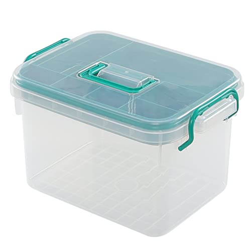 Ggbin 1 Pack Household First Aid Box Organizer Empty Medical Box, Clear Box with Handle