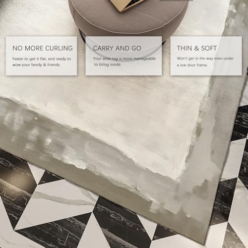 Tapis lavable à poil bas avec blocs de couleurs abstraits 180x270 - 4