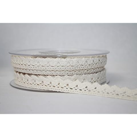 15mm x 20m Roll Narrow Cotton Lace Trim (Cream) Cover