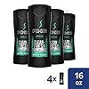 AXE Body Wash Apollo 4 Count for Long Lasting Freshness Sage & Cedarwood Men's Body Wash with Odor-Busting Prebiotics 16 oz