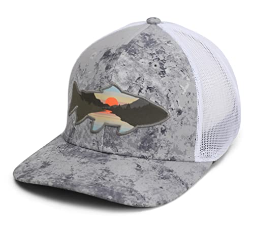 Image of Paramount Outdoors Sunset Trout Fishing Hat Mountain Fish Silhouette Performance Outdoor Hat with Comfort Snapback