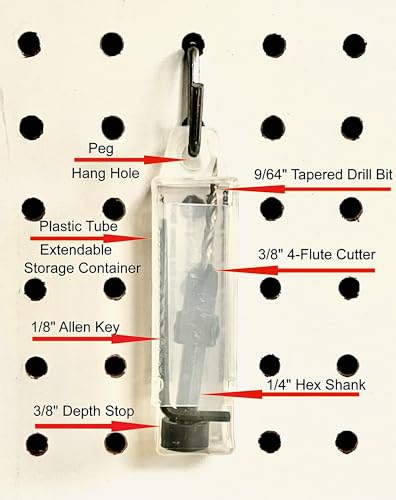 Image of FTG USA #6 (9 /64 inch) Tapered Wood Countersink Drill Bit w / 3 /8 inch Collar & Case | Adjustable 3 /8 inch depth stop collar helps control hole depth. Includes sharp tapered countersink bit and storage case