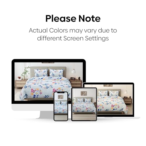 Image of Haus & Kinder Bedsheet for Double Bed King Size, 108 * 108 Inches King Size Bed Sheet Cotton with 2 Pillow Covers 186TC Cotton Bedsheets - Floral Tapestry