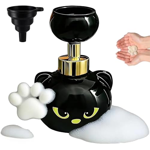 Cute Cat Paw Foam Soap Dispenser Black Kitty Refillable Foaming Pump Bottle Refillable Eco-Friendly Hand Soap Dispenser