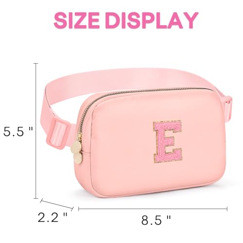 Image of mibasies Initial Fanny Pack for Girls, Birthday Gifts for 4 5 6 7 8 9 10 11 12 13 Teen Girl - Cute Personalized Trend Stuff - Peach E