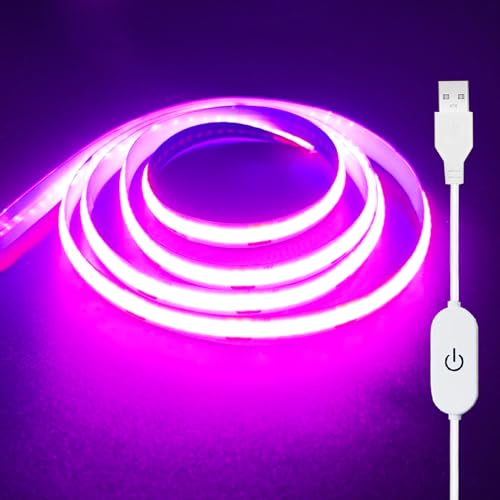 Image of ZSLAIFU 5V USB LED Light Strip, COB LED Strip Lights, Pink 5V LED Lights, Small LED Strip Light, TV Lights for TV Under Cabinet Kitchen Living Room Shelving or Displays (Pink, 3.28ft)