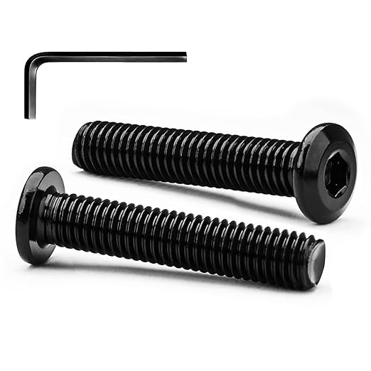 M6x40mm Hex Flat Head Socket,20Pcs M6 Bolts,Fully Thread 304 Stainless Steel Bolt,Furniture Screws Bolts,Black zinc plating,with Hex Key