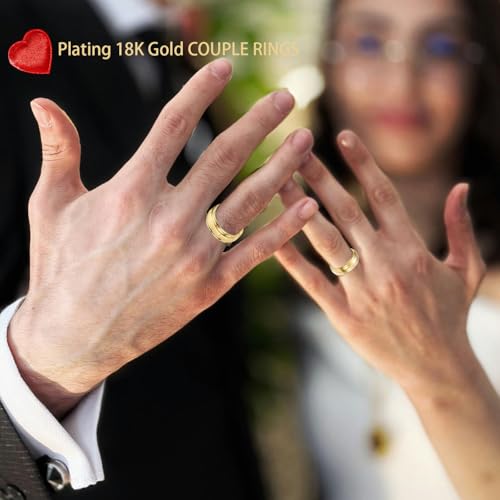 2PCS Matching Couple Rings for Women Promise Rings Wedding Bands Engagement Wedding Ring Sets for Him and Her Matching Couples Rings3