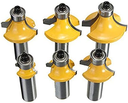 Router Bit Roundover Edging Tool Kit, 1/2" Shank Corner Rounding Edge-forming Cutter for Woodworking, 6 Assorted Size Set