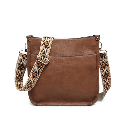 Image of Posie Crossbody Bags for Women Trendy Vegan Leather Hobo Purses Shoulder Handbags with Wide Adjustable Guitar Strap