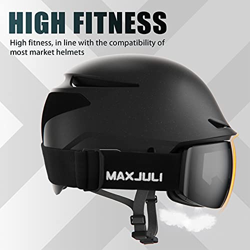 Image of MAXJULI Ski Goggles Men Women with Cover,OTG Snow Goggles with Magnetic Interchangeable Anti-Fog HD Lens UV Protection (Black Frame /Gray Lens)