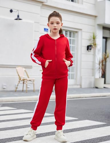 Zaclotre Girls 2 Piece Outfits Sweatsuit Zip Up Hoodie Sweatshirt and Sweatpant Tracksuit Athletic Jogger Sets2
