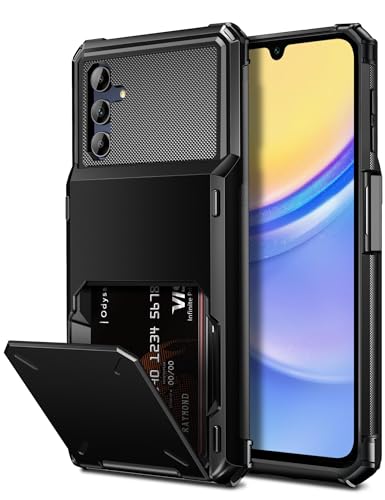 Vunake for Samsung A15 Phone Case with Card Holder Galaxy A15 Case Wallet Case [Max 4 Cards] Dual Layer Protective Case Heavy Duty Hard PC TPU Bumper Shockproof Case for Samsung Galaxy A15 4G/5G