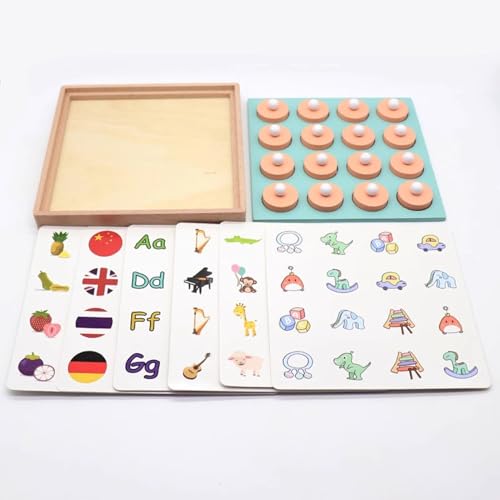 VZZCGJVT Juego de Mesa de ajedrez de Memoria de Madera Montessori, Juguetes de combinación de Memoria, Entrenamiento de Pensamiento lógico Intelectual