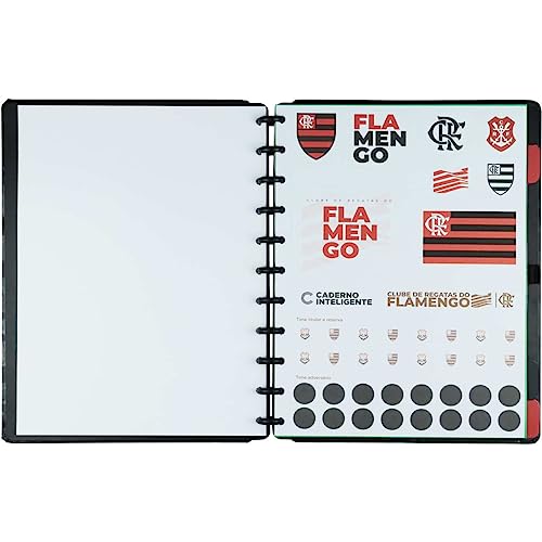 Caderno Inteligente, Grande, Flamengo Rubro Negro, 215x280 mm, 80 Folhas