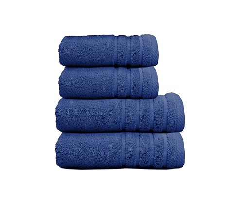 Sedalinne - Juego de Toallas de Baño Completo 500 Gr Liso - Toallas Baño Grandes y Pequeñas Rizo 100% Algodón - Pack (2 Lavabo + 2 Ducha) - Alta Absorción - Toalla Algodon - Azul Marino