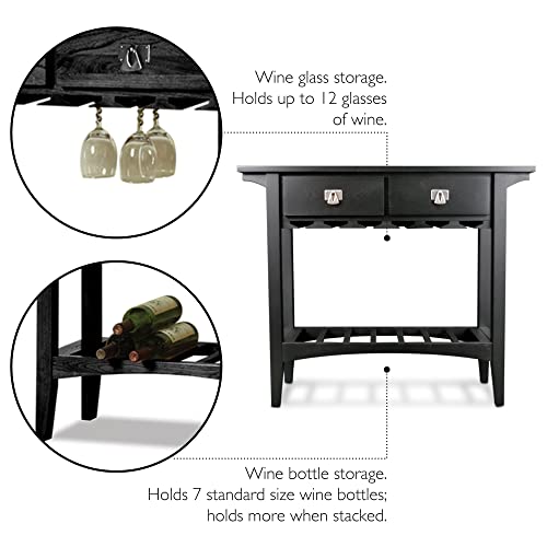 Leick Mission Wine Table With Storage Drawers, Slate Black Finish #TOP2