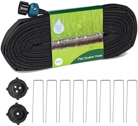 Soaker Hoses for Garden Plants - Which Ones Truly Deliver Results? 7 Hourleey Flat Soaker Hose 50 FT for Garden, 50
