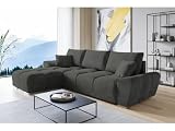 ML Furniture Velvet Ecksofa in L-Form – Darkgrau S...