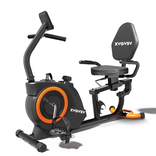 Recumbent Exercise Bike for Home Use, Quiet Recumbent Stationary Bikes for Adults & Seniors, 16-Level Resistance, Adjustable Seat, Supports 400LB, Pulse Sensors & LCD Display