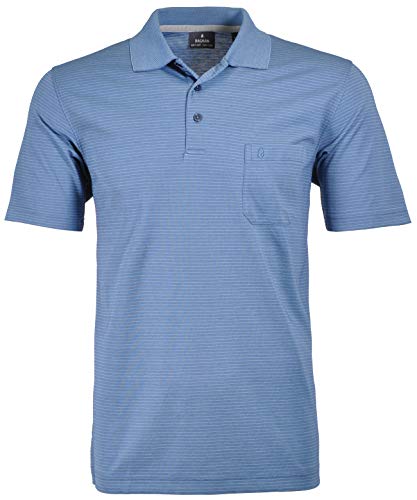 Preisvergleich Produktbild Ragman Herren Softknit-Polo fein gestreift,Mittelblau,XL