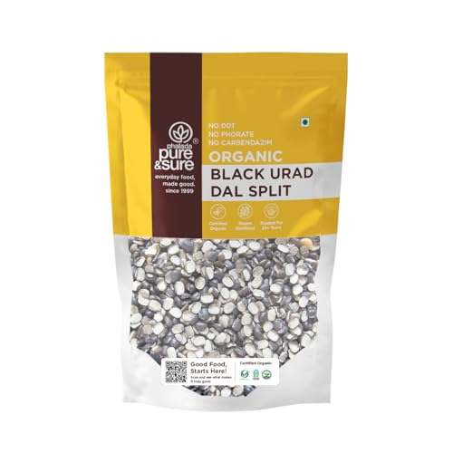 Image of Pure & Sure Organic Black Urad Split 500 gm | 100% Natural & Premium Kali Urad Dal Chilka | Rich in Protein | Unpolished & Unadulterated |