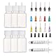 BENECREAT 6 Pack 30ml Präzisions Spitzenapplikator-Flaschenset mit 15 STÜCK Edelstahl PP stumpfen Nadelspitzen, 6 STÜCK Stopfen, 2 STÜCK Spritze für DIY Craft Refilling Glue