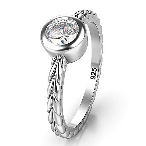 Metal Factory Sterling Silver Solitaire Bezel Set CZ Wedding Engagement Ring