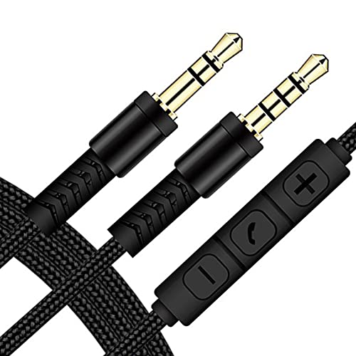 Câble audio jack 3,5 mm mâle vers mâle avec contrôle du volume et microphone pour iPhone et iPad Noir 1,2 m