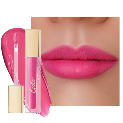 Oulac Matte Liquid Pink Lipstick for Women - Lip Stain Waterproof & Long Lasting Lip Tint with Vitamin E & Rose Oil High Pigment Color, Vegan Pink M09